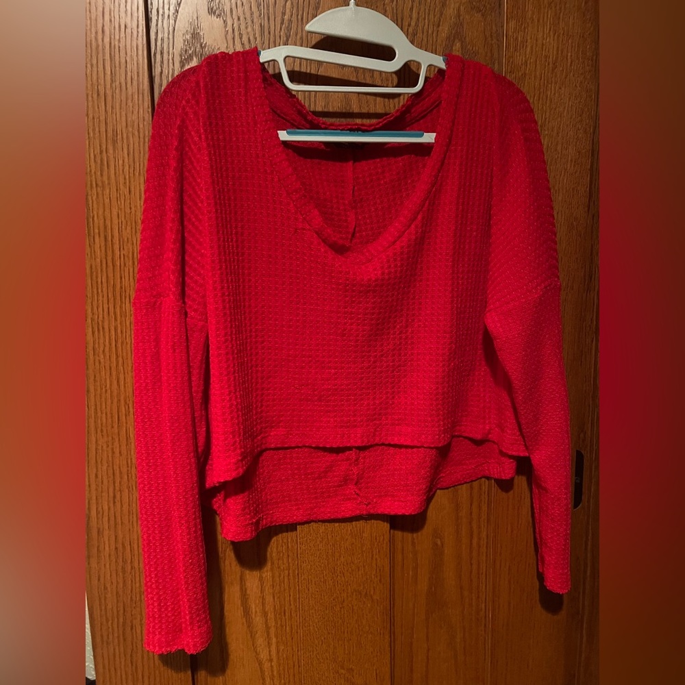 Forever 21 Red Cropped Sweater Size-Medium